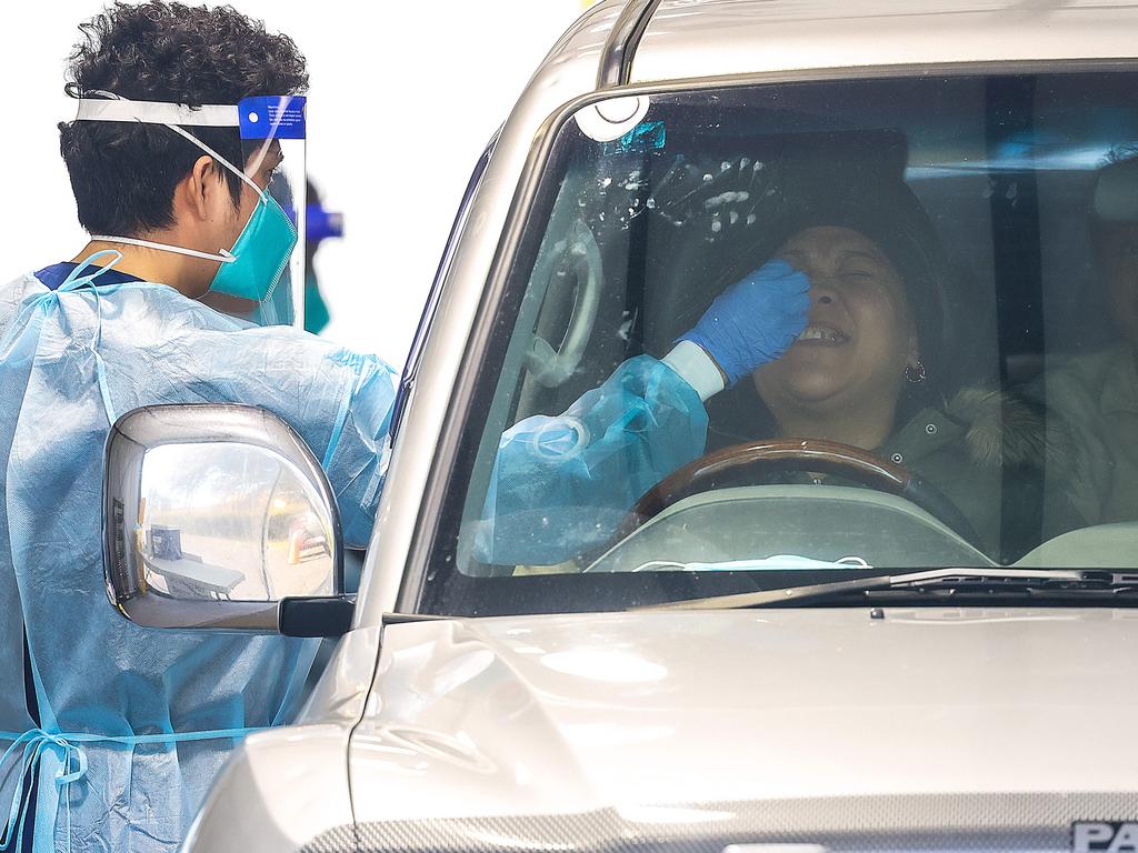 Covid-19 testing takes place in the outer northern suburb of Craigieburn as Melbourne endures another lockdown due to an outbreak of coronavirus. Picture: Ian Currie