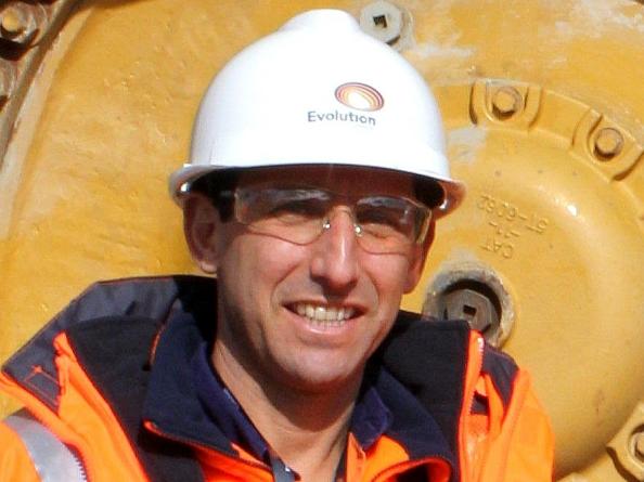 Evolution Executive Chairman Jake Klein and Cowal employee Cassie Schiller with the Melbourne Cup at the Cowal Gold Mine. Source: Supplied