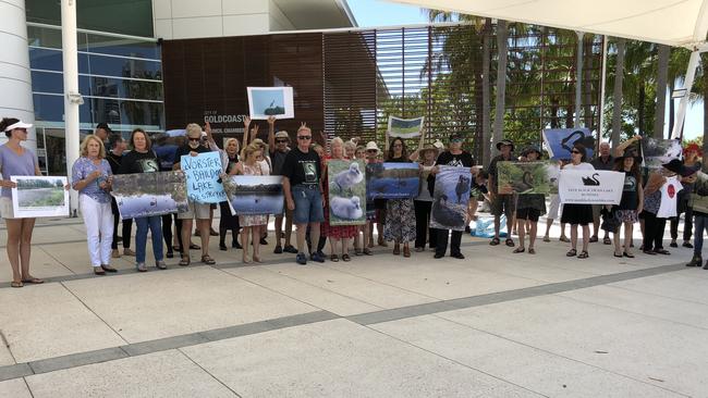 Protectors against Black Swan Lake being filled in. Picture: Paul Weston