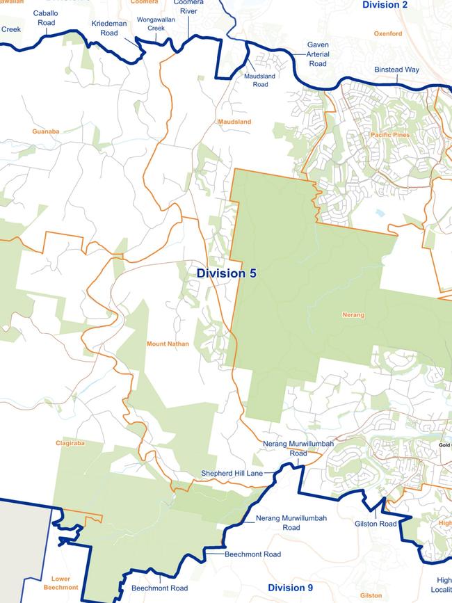 Gold Coast Division 5 Electoral Commission map 2020. Photo: ECQ