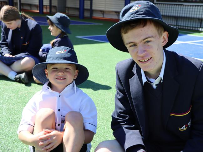 Ballarat Christian College preps started their first morning with Year 12 buddies. Picture: Ballarat Christian College