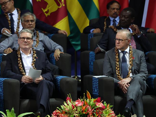 Anthony Albanese and UK PM Keir Starmer during the opening ceremony of CHOGM. Picture: Getty Images