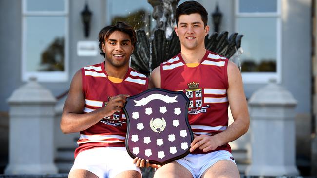 Kysaiah Pickett and Prince Alfred College teammate - and captain - Karl Finlay. Picture: Tricia Watkinson