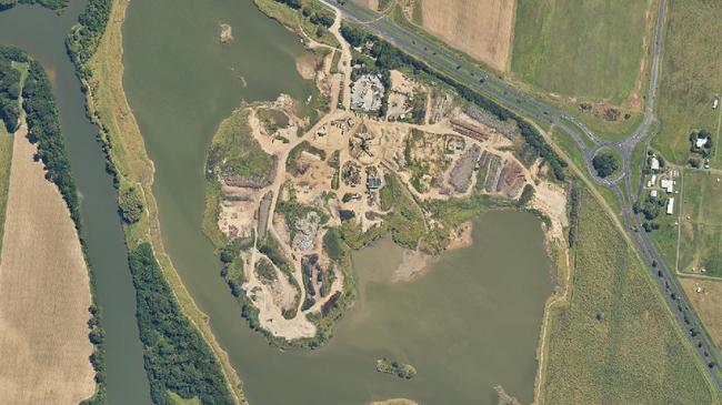 An aerial image of the Northern Sands quarry taken in June 2023 before the December flooding of the Barron River Delta. Picture: Queensland Globe