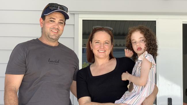 Chris and Amy Forrester with their daughter Juliet at the new Ronald McDonald Family Rooms at Mackay Base Hospital on December 8, 2022. Picture: Duncan Evans