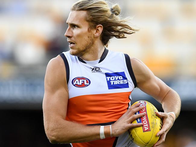 Nick Haynes of the Giants in action during the Round 14 AFL match between the Brisbane Lions and the Greater Western Sydney (GWS) Giants at the Gabba in Brisbane, Saturday, June 23, 2018. (AAP Image/Dan Peled) NO ARCHIVING, EDITORIAL USE ONLY