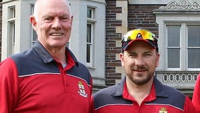 Australian cricket legend Greg Chappell with Shannon Tubb, right, at Prince Alfred College.