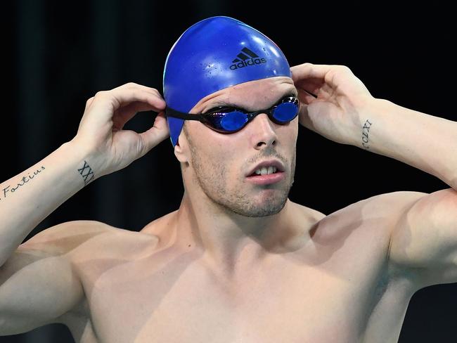 BRISBANE, AUSTRALIA - APRIL 12:  Kyle Chalmers of Australia prepares to race in the Men's 100m Freestyle during the 2017 Australian Swimming Championships at the Sleeman Sports Complex on April 12, 2017 in Brisbane, Australia.  (Photo by Quinn Rooney/Getty Images)