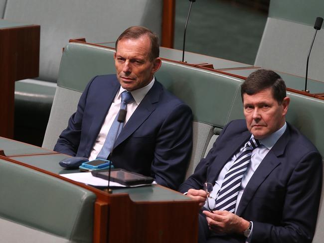 Tony Abbott and Kevin Andrews during the debate on the Marriage Amendment (Definition and Religious Freedoms) Bill. Picture: Kym Smith