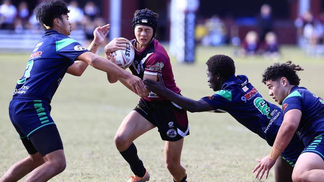 Adaquix Luke In action during the Walters Cup Year 10 Rugby League match b between Marsden State High at Forest Lake. Pics Adam Head