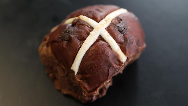 Coles chocolate hot cross bun. Picture: Tom Huntley