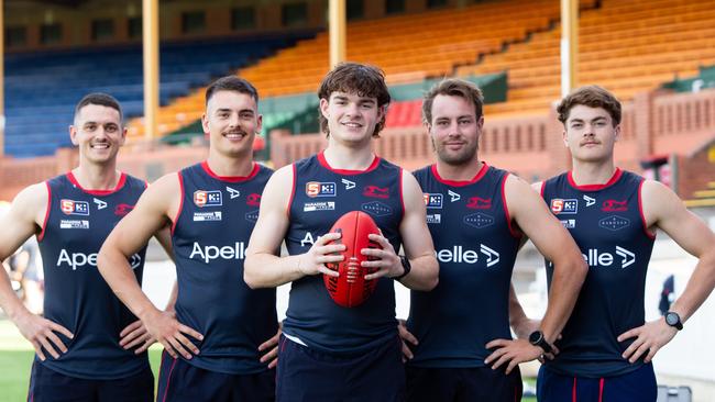 Norwood Football Club recruits Jordon Boyle, Billy Cootee, Alastair Lord, Mitch O’Neill and Joeve Cooper. Picture: Brett Hartwig