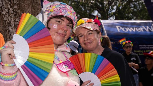 Abby Hayes and Carrie Hayes at the 2023 Top End Pride March in Darwin City on Saturday, June 24. Picture: Pema Tamang Pakhrin