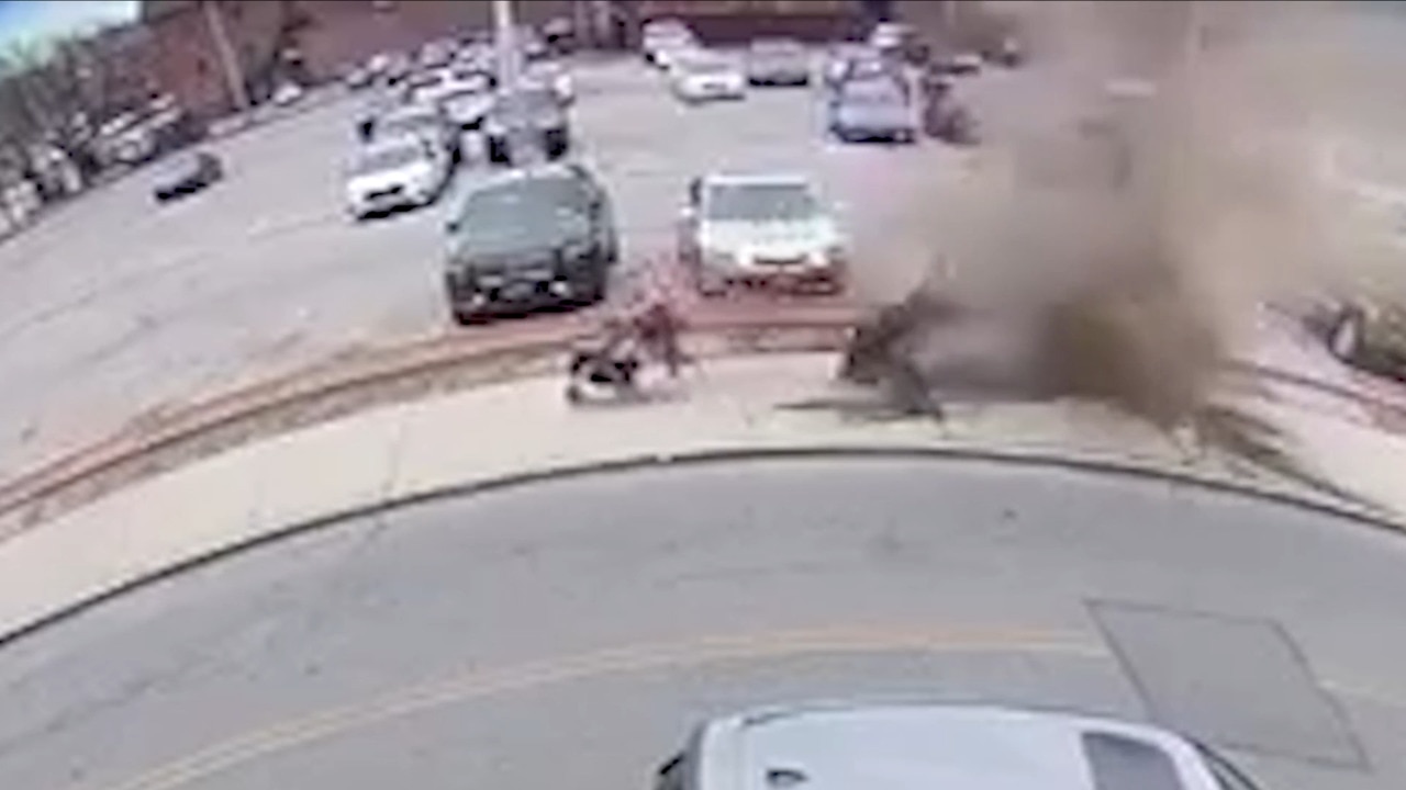 Terrifying manhole explosion caught on camera