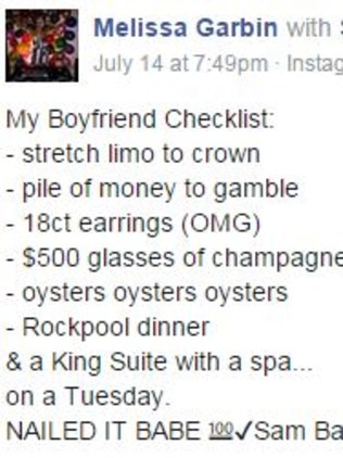 Melissa Garbin's boyfriend checklist