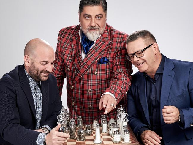 George Calombaris, Matt Preston and Gary Mehigan are judges on Ten's MasterChef Australia. Picture: Tina Smigielski 