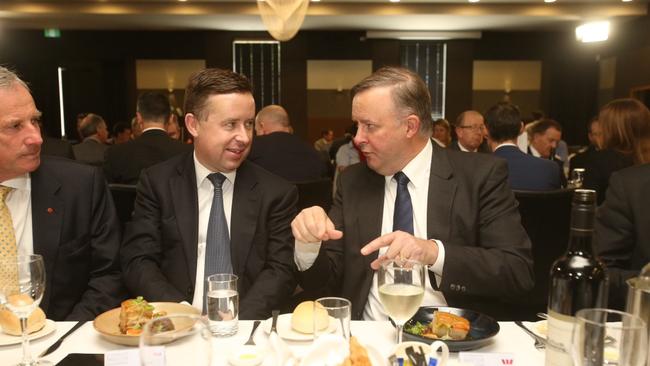 Alan Joyce with MP Anthony Albanese back in 2015. Picture: Gary Ramage