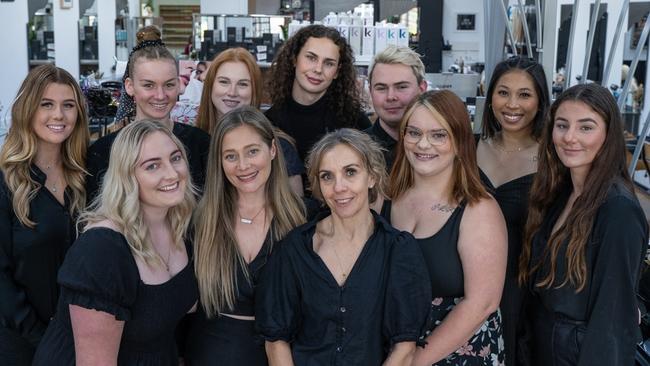 Lanyi Kennedy, Kate Long, Ellysa Ried, Jaden Brook, Rance Boreham, Wim Brennan, Gema Smoothey, Vicki Schofield, Jamie Jack, Christine Skennerton and Brittany Kimber. Hair Review has been voted Gympie’s favourite hair salon of 2023. Picture: Christine Schindler