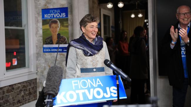 Liberal candidate for Eden-Monaro Fiona Kotvojs arrives at apost election function at the Royal Hotel in Queanbeyan, NSW on Sunday. Picture: David Beach/NewsWire