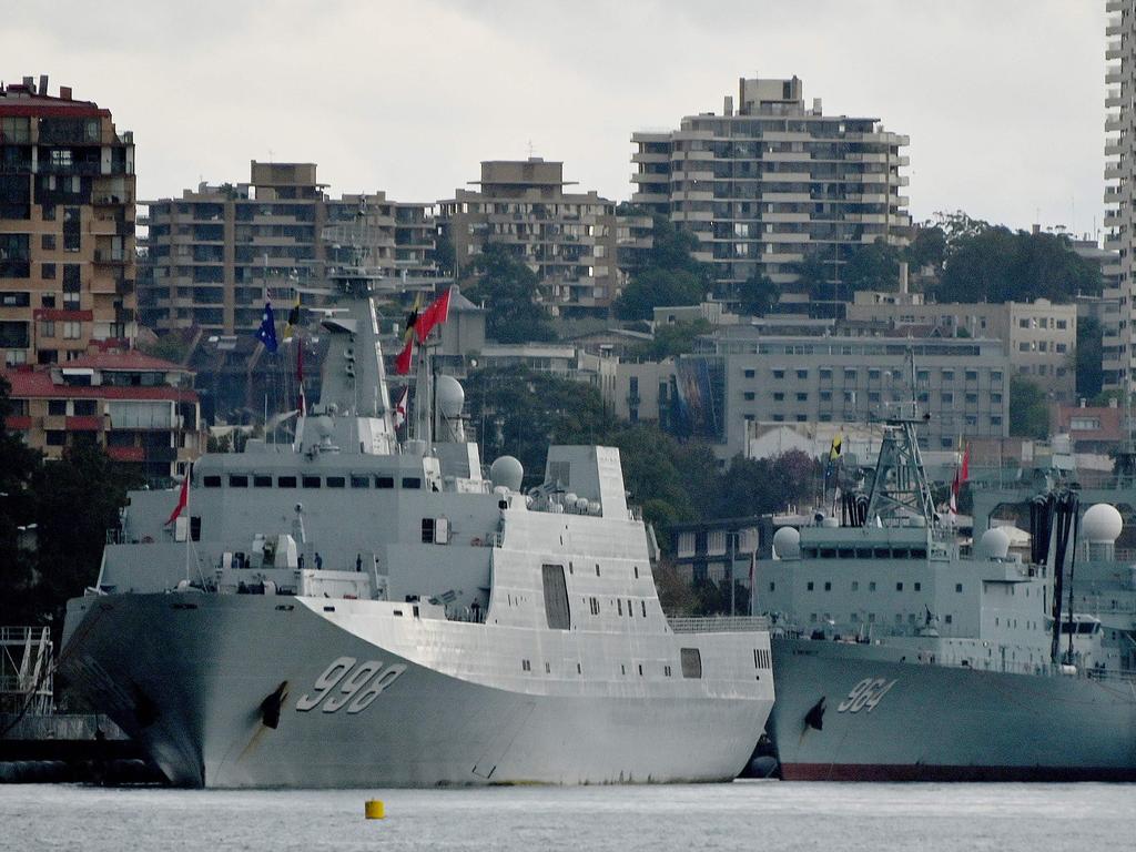 The three Chinese warships currently docked at Garden Island naval base in Sydney are among the most advanced and powerful vessels in the world. Picture: AAP