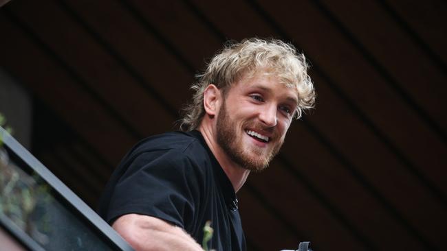 Logan Paul stepped out onto the balcony, at the Today Show Studios in North Sydney as the crowds of fans gathered below. Picture: NCA Newswire/ Gaye Gerard