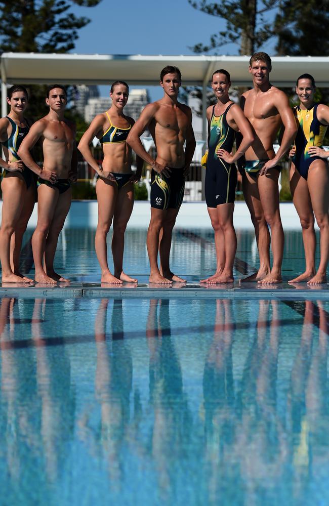 Members of the Australia aquatics team ready for action.