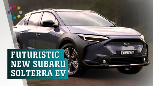 The futuristic new Subaru Solterra EV in action