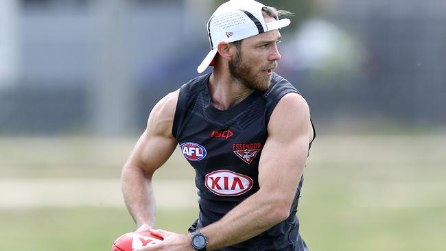 Travis Colyer back in training with Essendon. Picture: Michael Klein