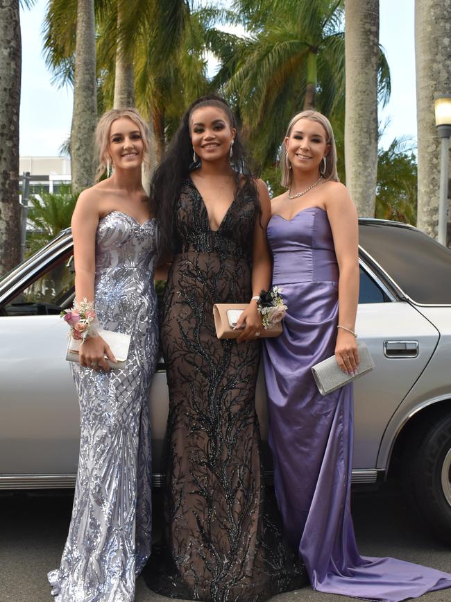 Peyton Ebborn, Tamia Okah and Shakira Bickley at the Mackay State High School formal at the MECC, on Wednesday November 18. Picture: Zizi Averill