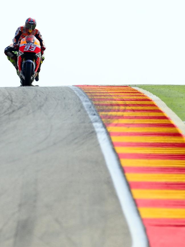 Spain's rider Marc Marquez on his way to clocking the fastest time.