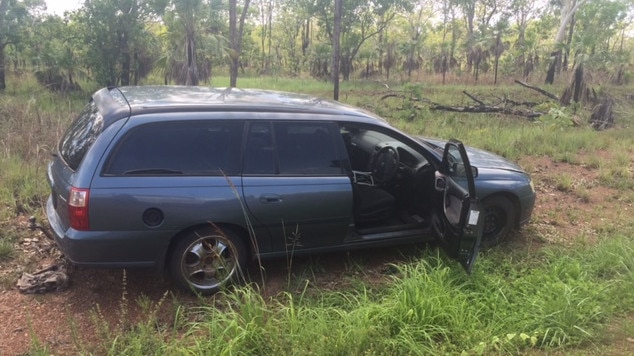 Richard Roe’s vehicle, a 2004 Holden Commodore station wagon, just south of Chinner Road on the Stuart Highway near Lake Bennett more than two years ago. 