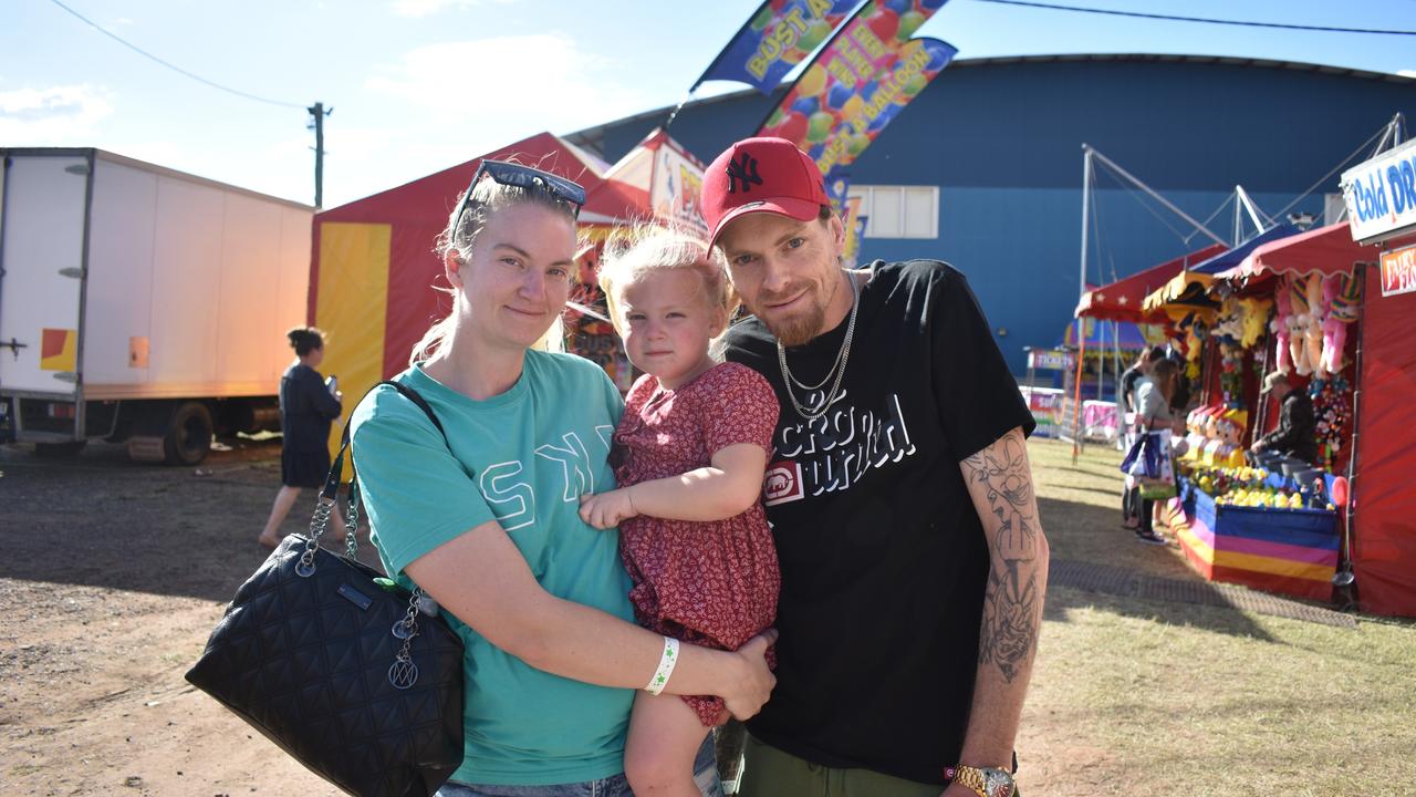 Gatton locals, Tahlia, Alayna, and Paul at the 2023 Gatton Show on Friday, July 21. Picture: Peta McEachern