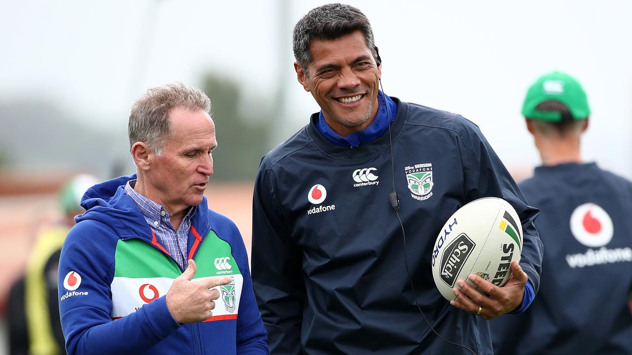 Warriors coach Stephen Kearney with Brian Smith