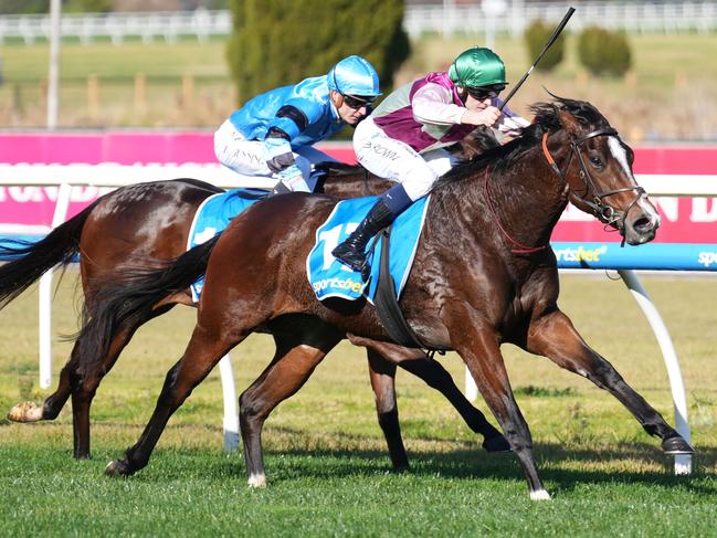 Manolo Bling ridden by Ethan Brown wins the Sportsbet Jockey Watch Handicap at Caulfield Racecourse on July 13, 2024 in Caulfield, Australia. (Photo by Scott Barbour/Racing Photos via Getty Images)