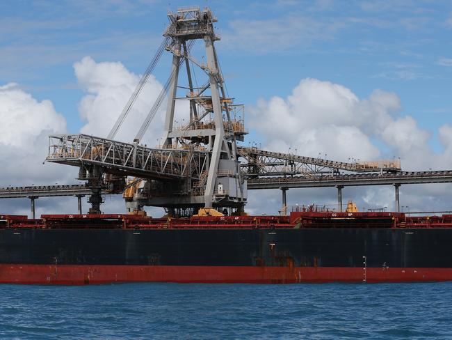 BOWEN, AUSTRALIA - APRIL 25: A coal ship is seen docked at Abbot Point coal port on April 25, 2019 in Bowen, Australia. The Abbot Point coal export terminal is located 25 kilometers north of Bowen, Queensland is Australia's most northerly port. The port has a capacity of 50 million tonnes and is currently leased to Adani Enterprises of India. (Photo by Lisa Maree Williams/Getty Images)