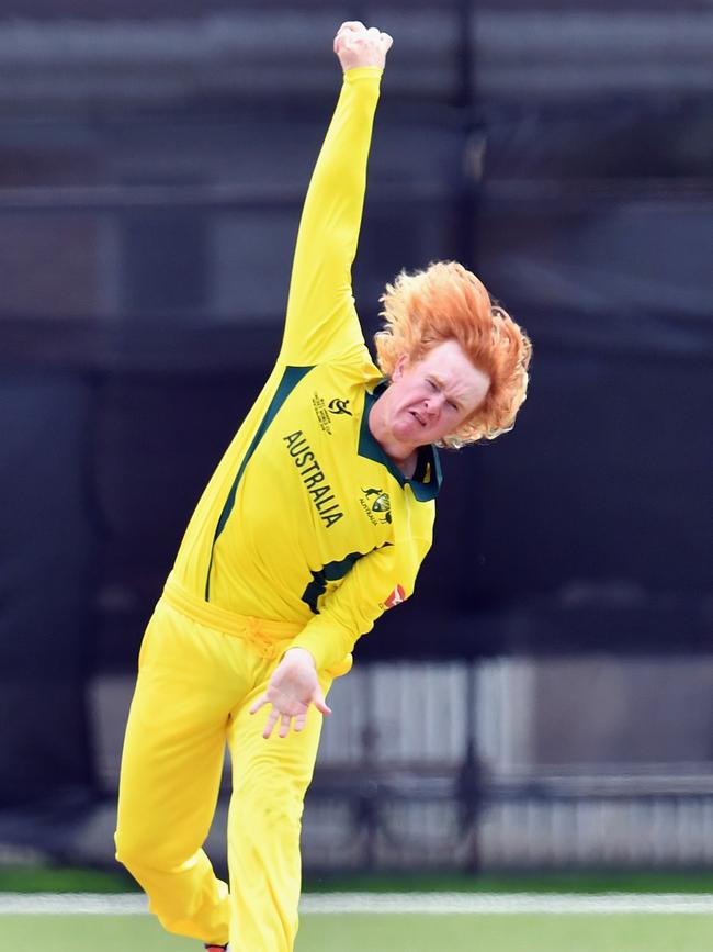 Leg-spinner Lloyd Pope in action during this year’s under-19 World Cup. Picture: Kai Schwoerer-IDI/IDI via Getty Images