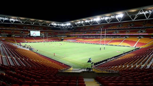 An empty Suncorp Stadium during the Round 2 NRL game between the Brisbane Broncos and the South Sydney Rabbitohs at Suncorp Stadium, Brisbane. Pics Adam Head