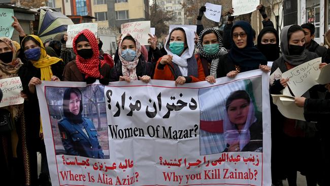 Afghan women protest in Kabul lat month. Picture: AFP