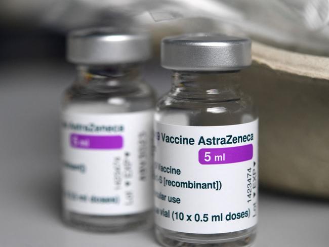 (FILES) In this file photo taken on March 12, 2021 shows empty vials of the Astra-Zeneca Covid-19 vaccine at a vaccination center at the UBO (Universite Bretagne Occidentale) in Brest, western France. - The Netherlands suspends the use of AstraZeneca vaccine on March 14, 2021. (Photo by Fred TANNEAU / AFP)