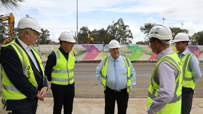 Blacktown City Council Mayor Tony Bleasdale visits the site of the International Centre of Excellence in December. Photo: Blacktown Council