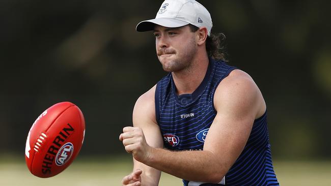 Jack Steven attended the most centre bounces of any Cat in their pre-season game against Essendon. Picture: Getty