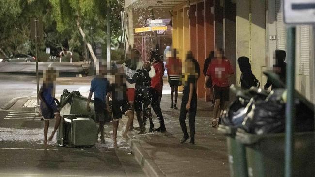 Young children roaming the streets of Alice Springs last year. Picture: Liam Mendes