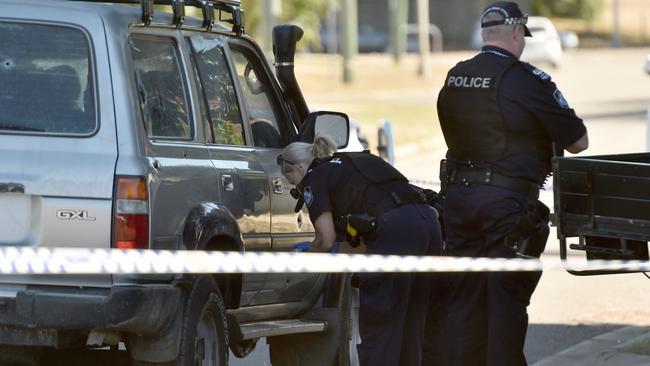 Investigators on the scene of the Gould Street, Kirwan shooting. Picture: Evan Morgan