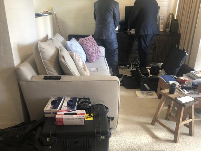 Federal police going through Annika Smethurst’s home in Canberra. Picture: Supplied