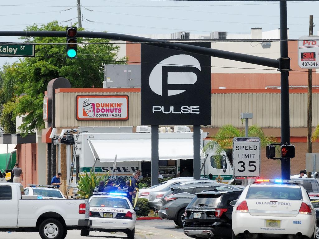 Police outside of Pulse nightclub the day after the massacre. Picture: Gerardo Mora/Getty Images/AFP.