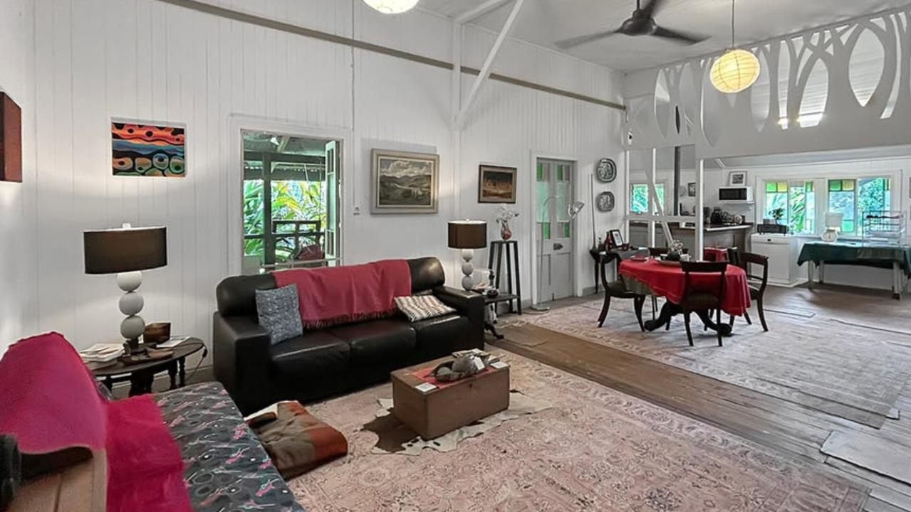 The main living area features high ceilings