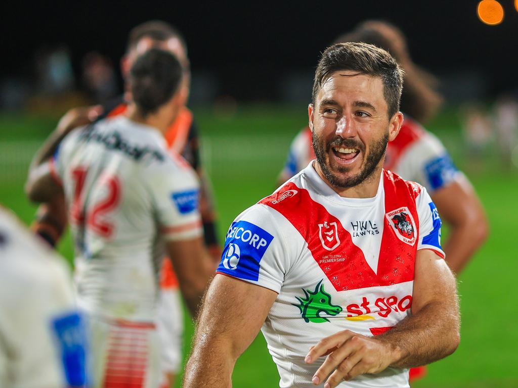 Ben Hunt was all smiles after the Dragons’ win in Mudgee. Picture: Mark Evans/Getty Images