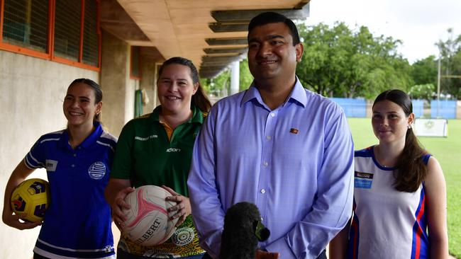 Minister Charls with Eli Makrylos, Maddy Brown and Madeline McDonald. Picture: Darcy Fitzgerald