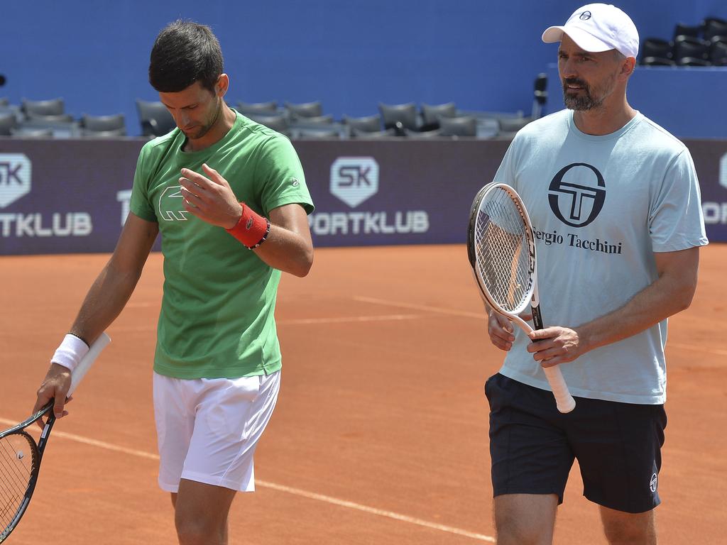 Former Wimbledon champion Goran Ivanisevicwith Novak Djokovic in Zadar, Croatia.