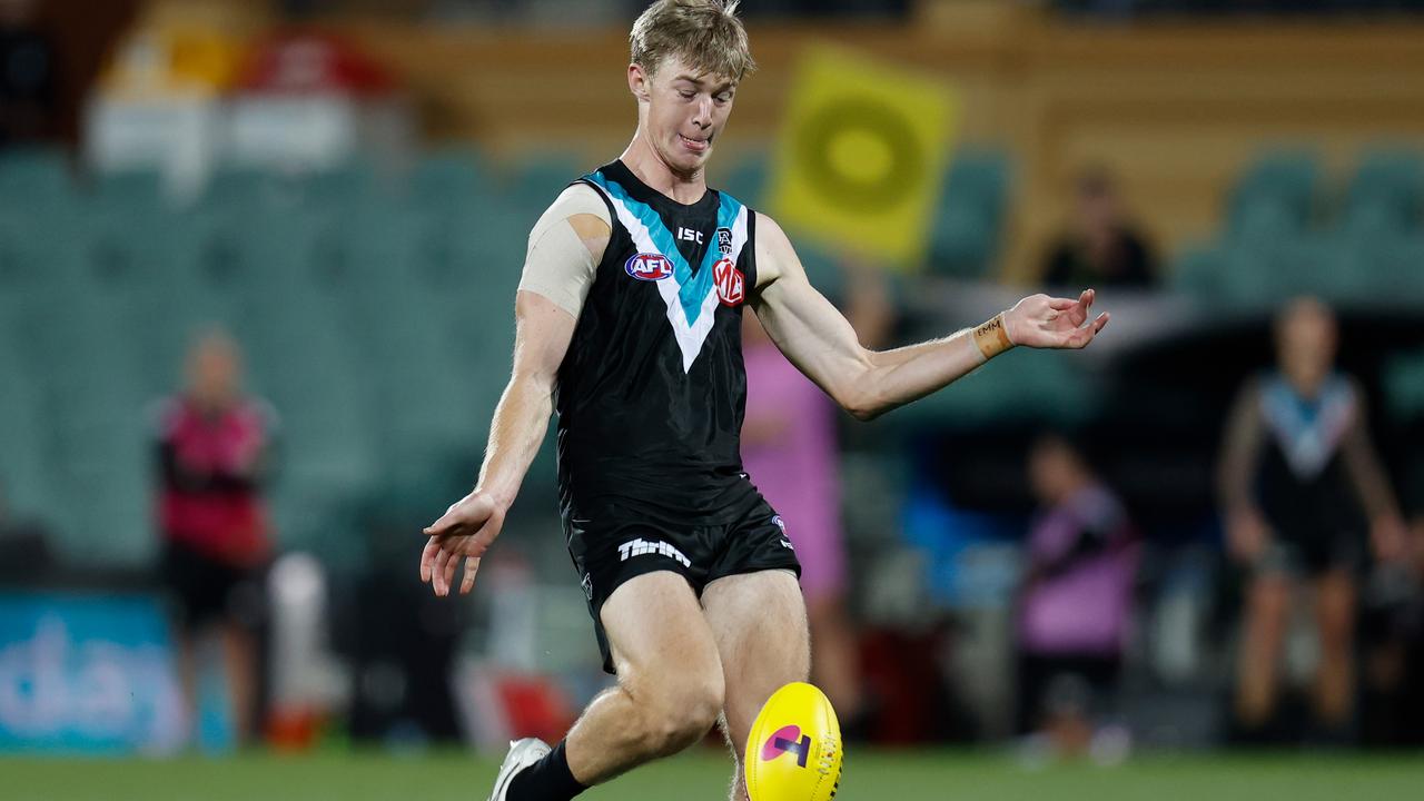 Todd Marshall has vowed to be more potent in the Port forward line. Picture: Michael Willson/AFL Photos via Getty Images